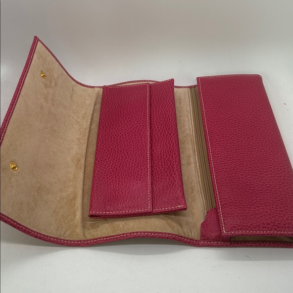 Gigliodoro Vintage Fuchsia Pink Pebbled Leather Bifold Wallet Clutch Purse 👛👛 - Picture 5 of 10